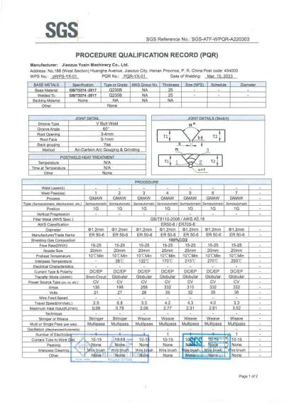 Отчет об испытаниях WPS/PQR